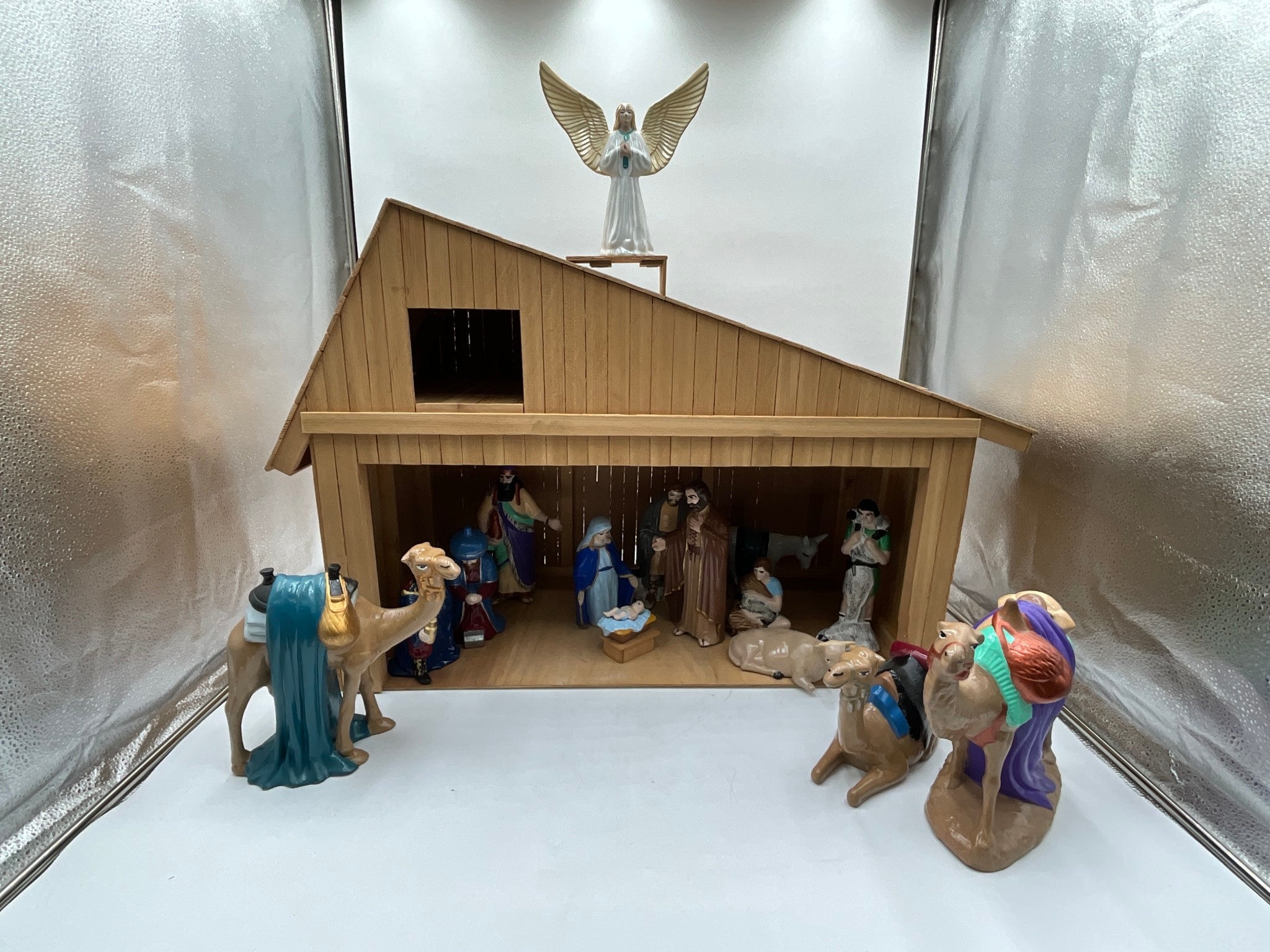 Nativity Set Handmade & Painted W/Tote